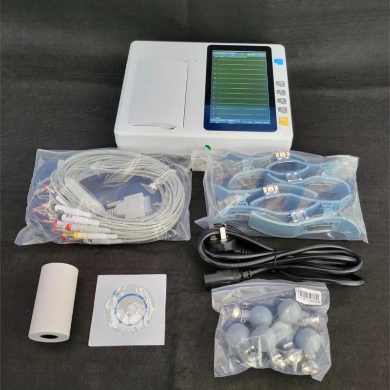 Vet Twelve Channel ECG Machine 12 Lead Electrocardiograph Portable Medical ECG Device with Touch Screen