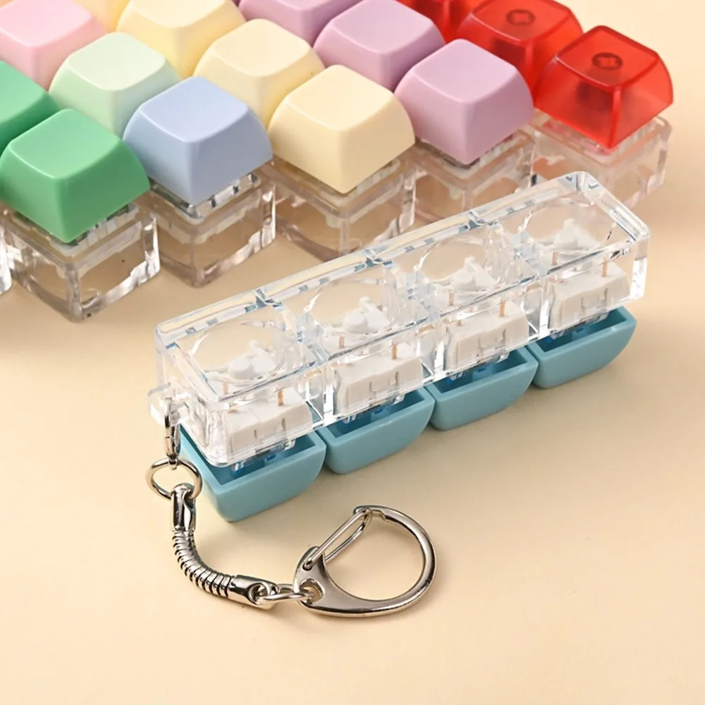 New DIY Keyboard Fidget Keychain No Lights Keys Button Clicker Toy Relief Stress Keycap Finger Keyboard Caps