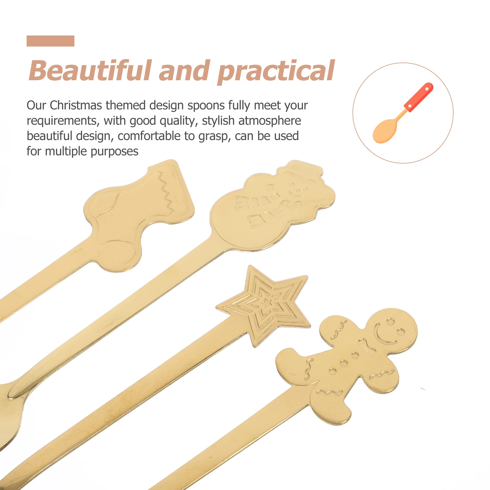 

Tableware Dessert Spoons Desserts Ice Cream Christmas Decor Teaspoon Stainless Steel Holiday Child Decoration