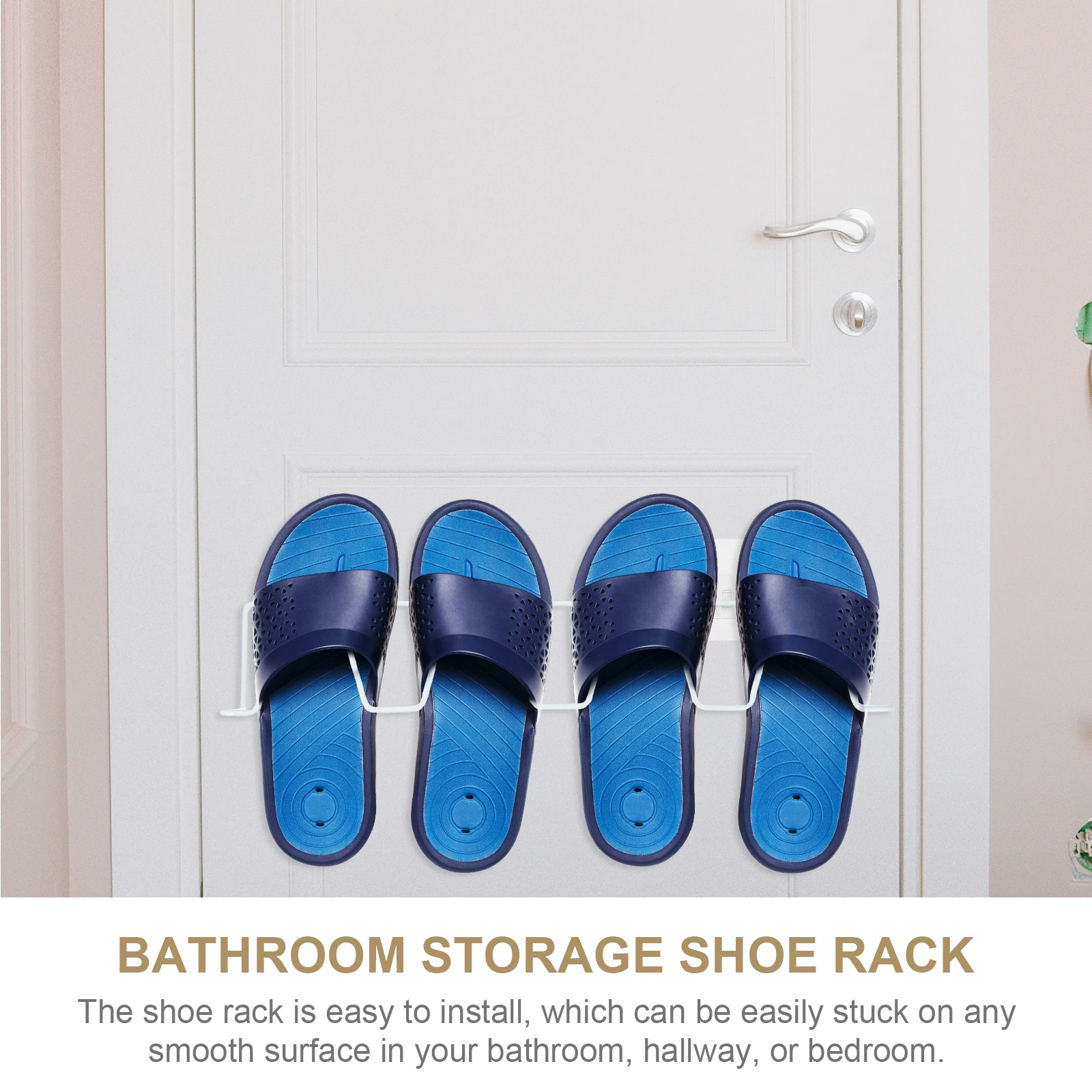 

Mounted Bathroom Shoe Rack Punch Free Slippers Holder Safe Reusable Non Deformable Wall Storage ganizer For Shoes Slipper Rack