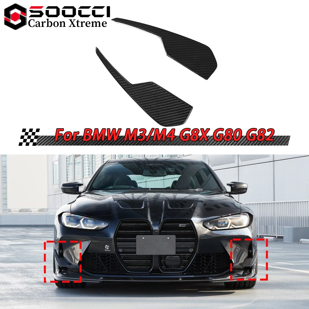

3D Style M3 M4 Dry Carbon Fiber Front Canards for BMW M3 G80 G81 M4 G82 G83 Front Spoiler Splitter Lip Diffuser Fin Duck Wing