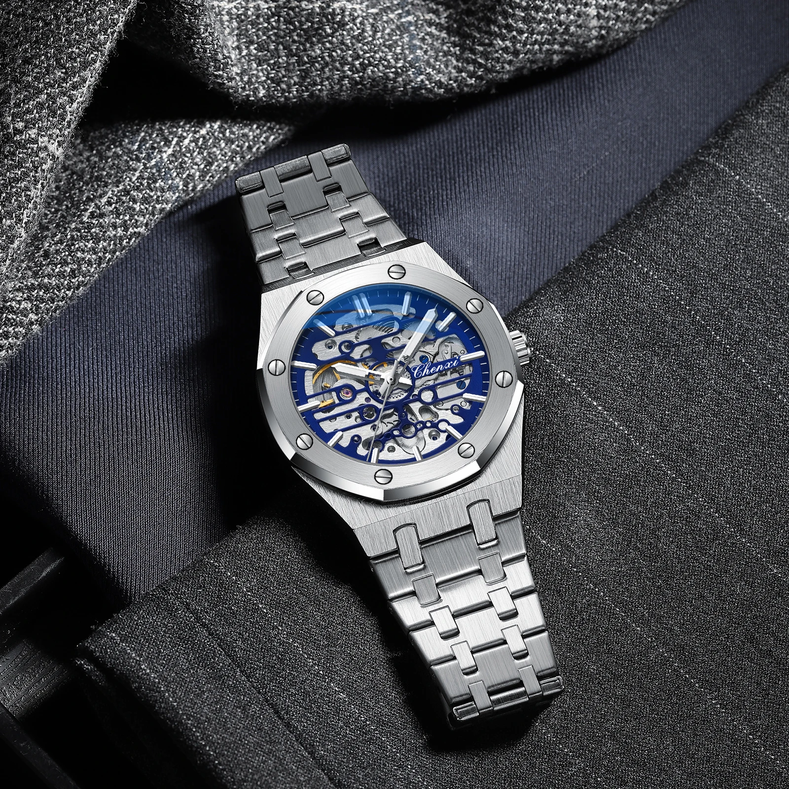 CHENXI 8848 Men's Automatic Mechanical Watch Fashion Luminous Stainless Steel Strap Waterproof Business Luxury Watches for Man