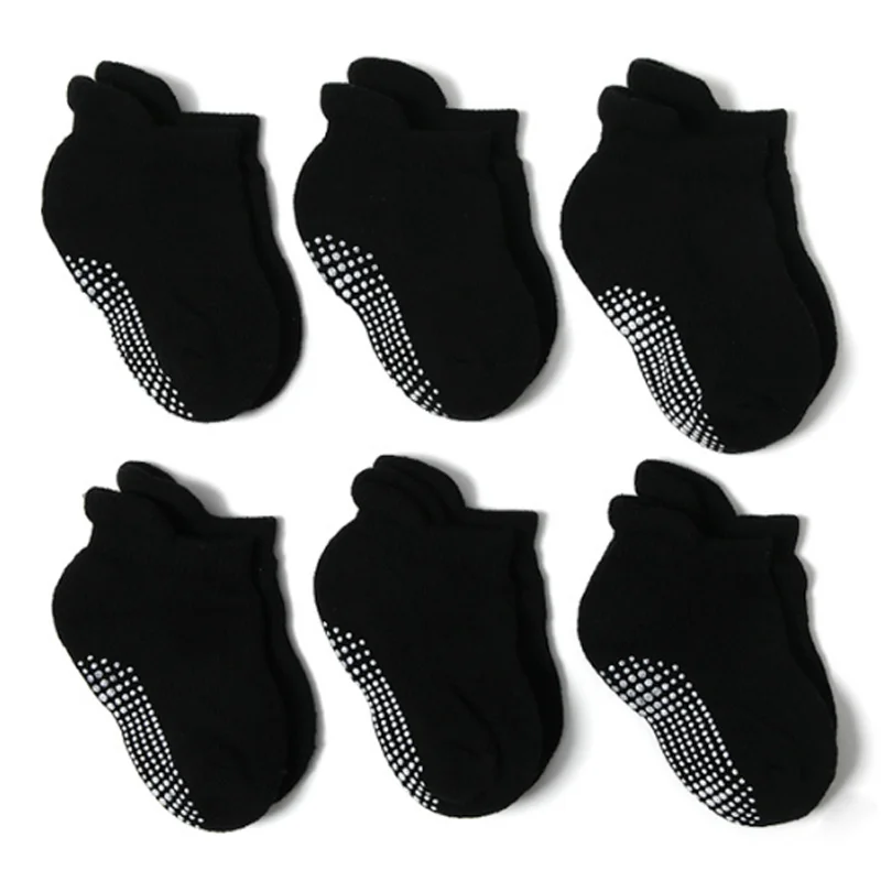 3Pair/lot New black/white children\'s socks baby casual non-slip children\'s baby socks