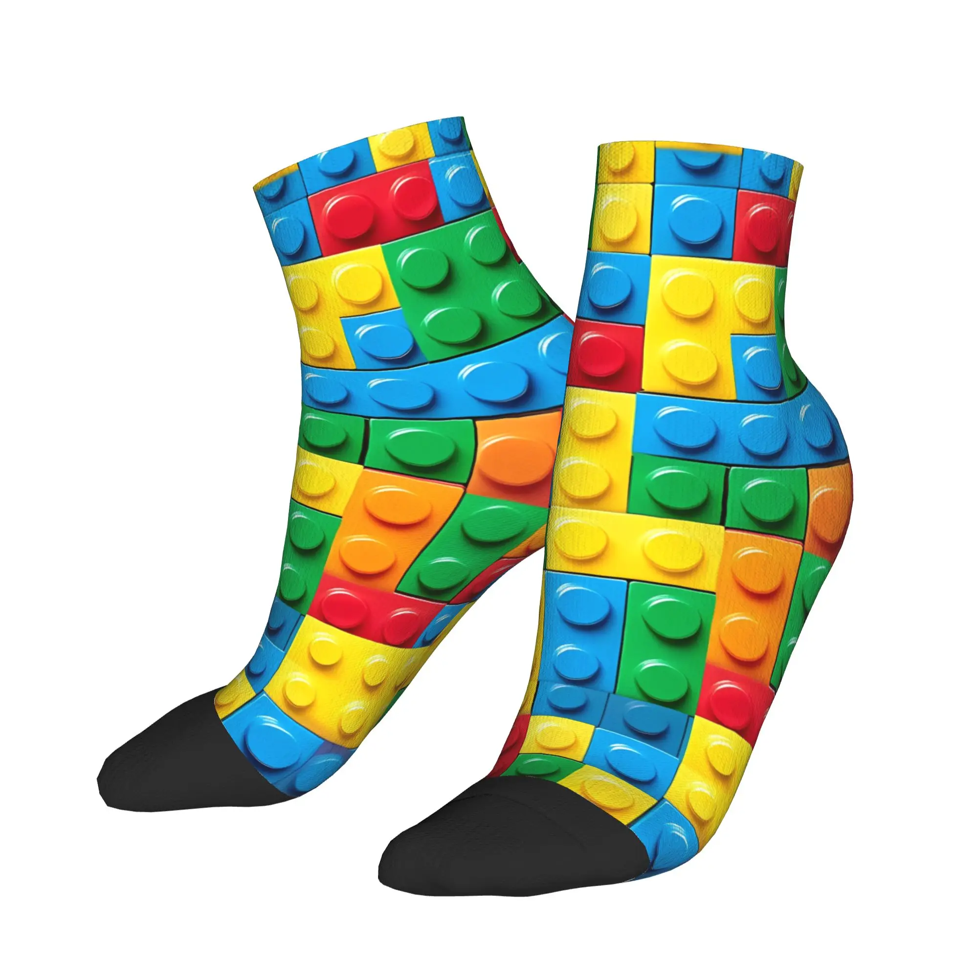 Bold Brick Print Colorful Building Blocks Socks Autumn Ankle Socks Elegant Unisex Men Quality Socks Cycling Anti Skid Socks