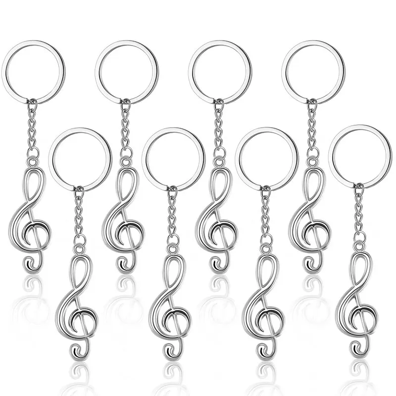 30Pcs Musical Note Key Chain Metal Music Symbol G-Clef Key Ring Keychain