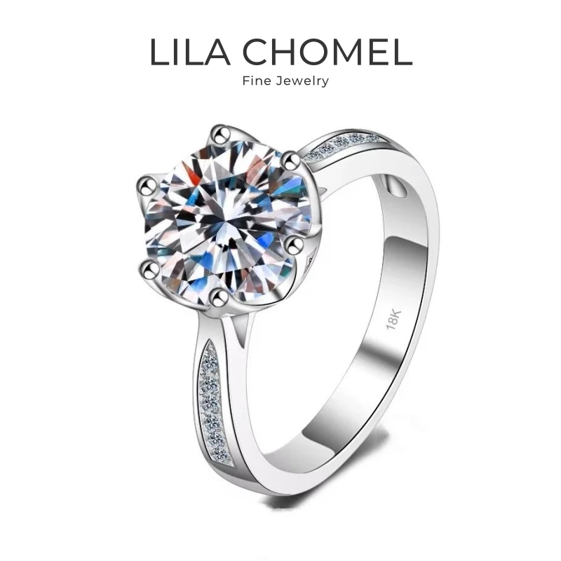 

Family Christmas Gift 18K White Gold Rings 3CT VVS D Color Moissanite Diamond Women Wedding PT950 Platinum Birthday Gift Jewelry