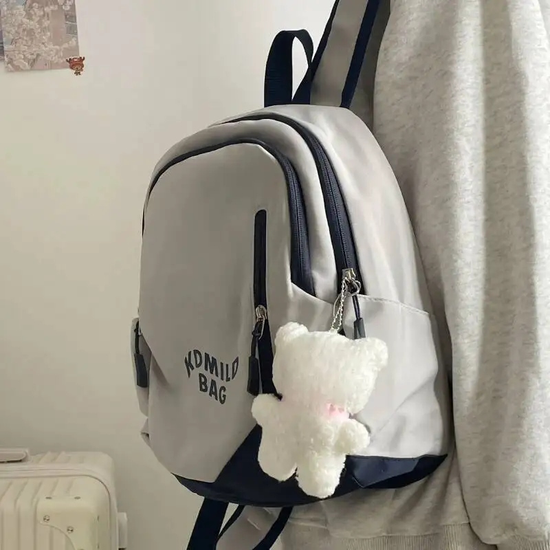 Japanese All Match Contrast Color Backpack Y2k Aesthetic Fashion Letter Print Preppy Schoolbags Casual Backpacks For Students