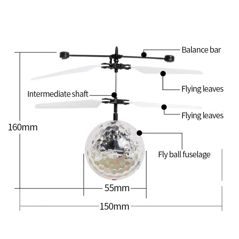 Boule volante à induction colorée à six lumières, fonctionnement à induction manuelle, jouet volant, LED suspendue colorée, boule de réservation lumineuse