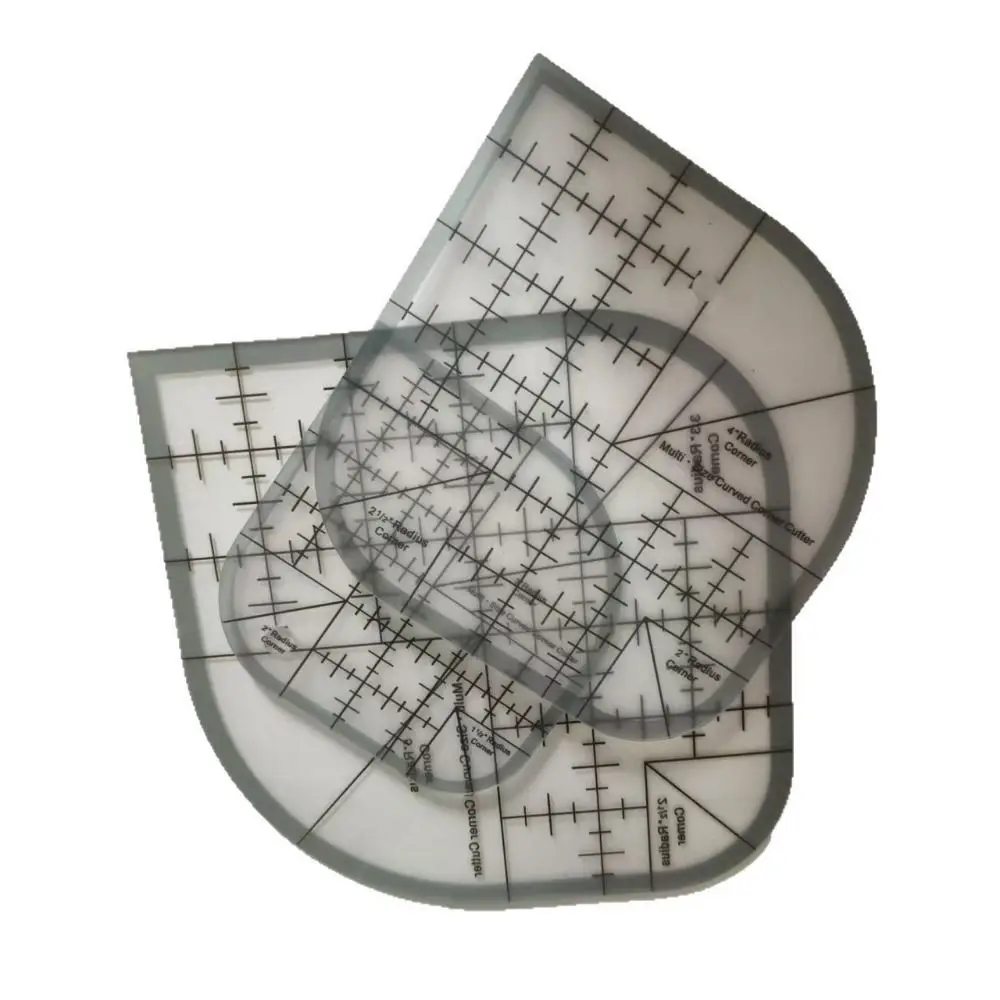 Non Slip Curved Corner Cutter Ruler Acrylic Durable Patchworks Sewing Template Clear Scale Accurate Multifunctional Angle Ruler