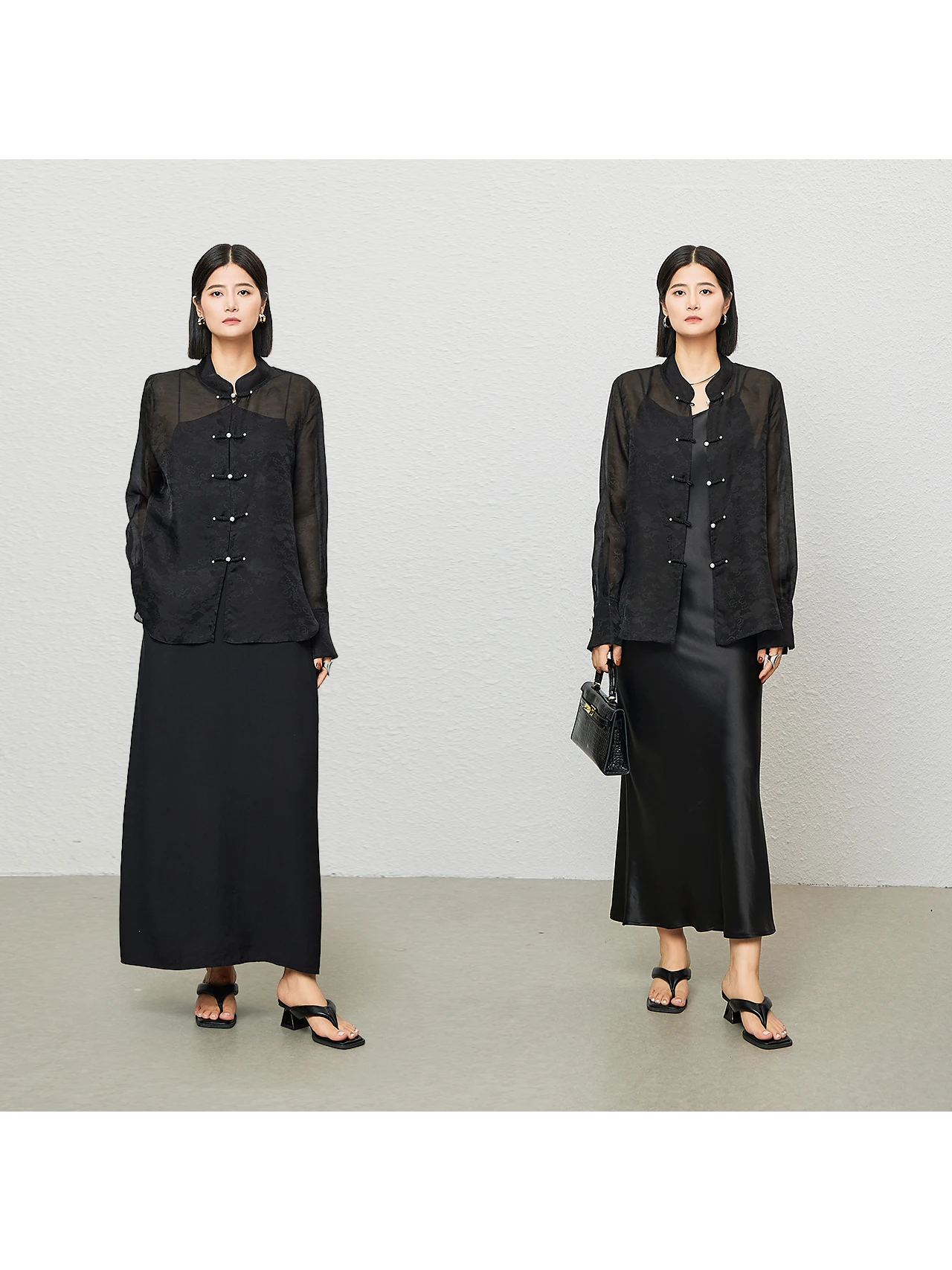 

Xinye Ni High-End Silk Embroidered irt Women's Spring New Chinese National Sle Retro Button Sun Protection Top