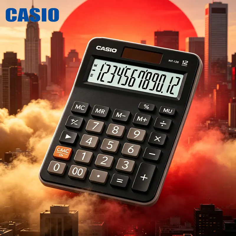CASIO MX-120B/MX12B  premium business calculator with a metal-textured panel, perfect for office desktop accounting
