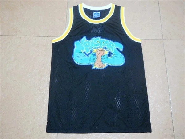 

LANGMAO Monsters #0 Embroidery Sewing Outdoor Sportwear Mesh Absorb Sweat Movie Basketball Jersey Black