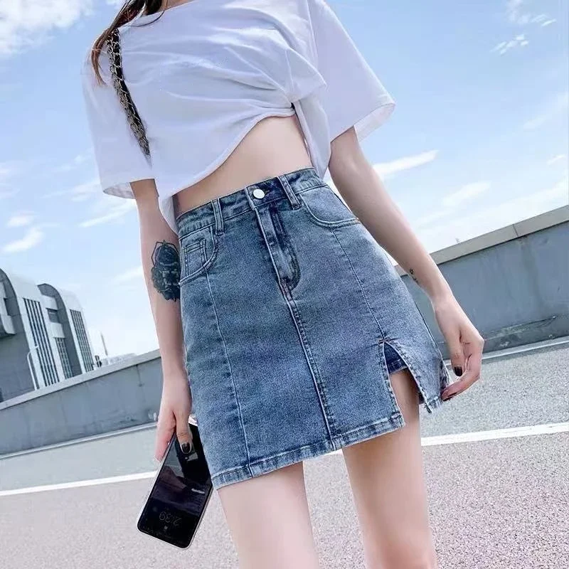 Clothing With Pocket Womens Skirt Blue Slit Chorts Denim Skirts For Women Pants Jeans Offer Youthful Emo Luxury Premium Cheap V