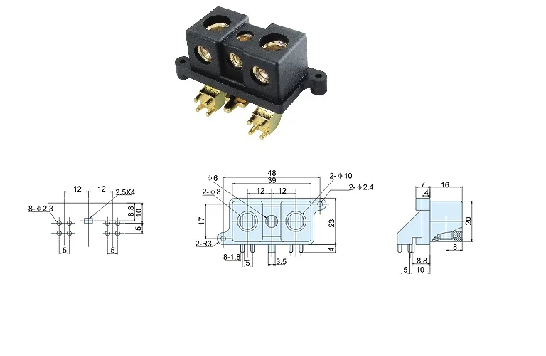 Postes terminais da série terminal de conexão do amplificador automotivo JSZ3-47