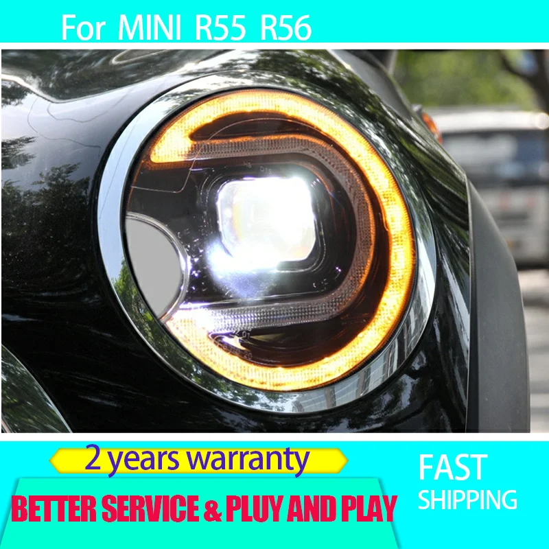 Car Styling for MINI R56 Headlight 2007-2013  Headlight BMW Cooper Clubman R55 R57 DRL Turn Signal Low High Beam Projector Lens 