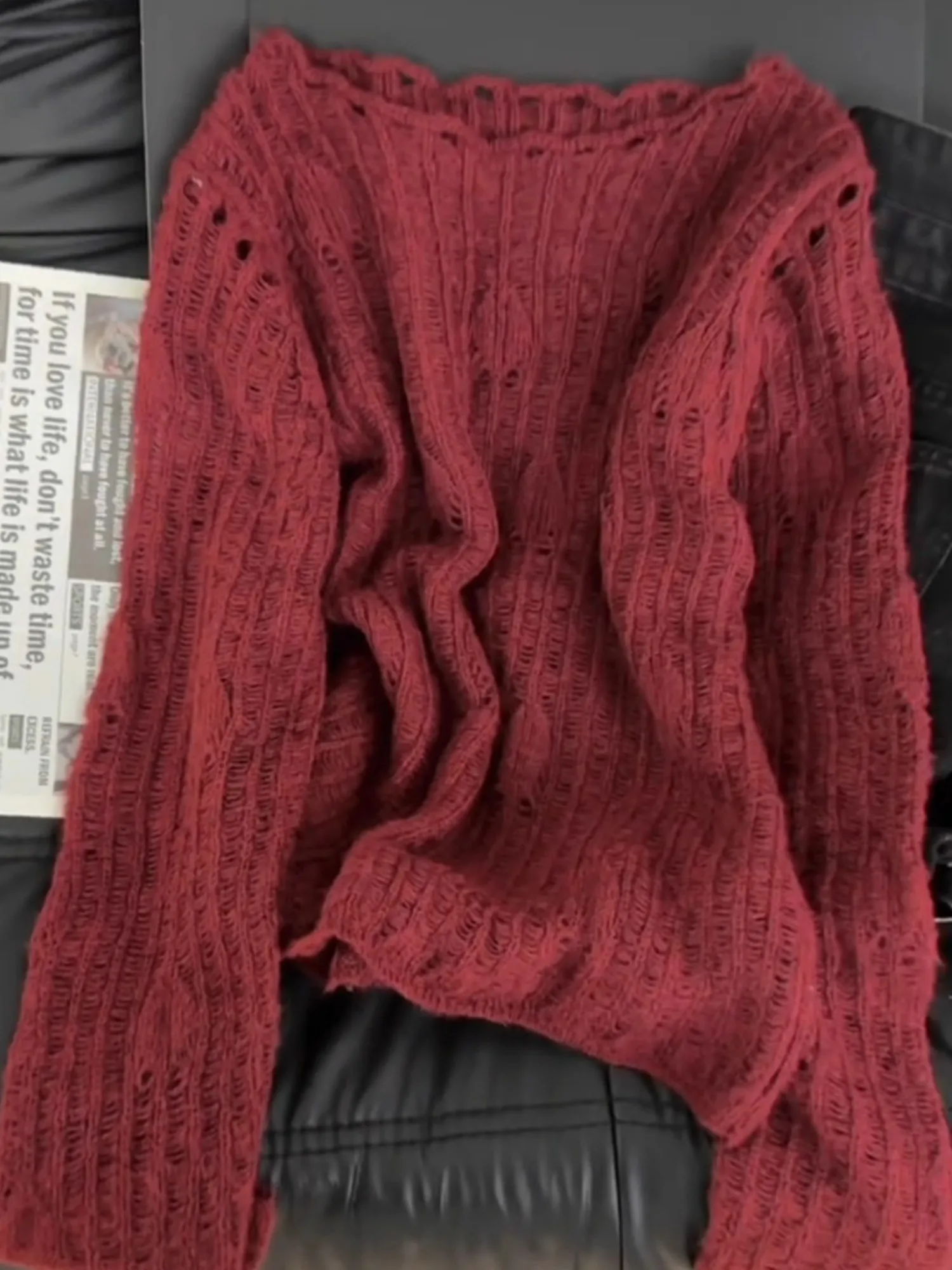 Koreanische Sle aushöhlen Weiß Strickwaren Frauen Herbst High-End-Sensation Fleisch Conceal Abnehmen Vielseitig Super Schöne Lange...