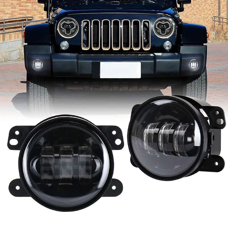 MOVOTOR 4-Inch LED Fog Lights 30W High-Intensity Off Road Fog Lamp for 2007-2017 Jeep Wrangler Unlimited JK