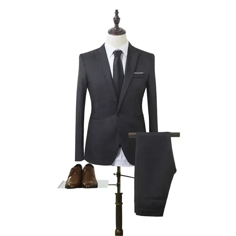 Men\'s Two-piece Business Suit Spring Summer Fashion Casual Suit Korean Version Slim Suit Trend Wedding Suits for Men
