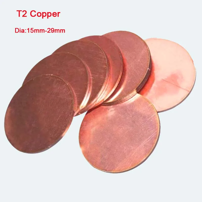 5 قطعة T2 النحاس النقي لوحة مستديرة ورقة دائرية النحاس القرص سميكة 0.1 مللي متر ~ 5 مللي متر ضياء 15 16 17 18 19 20 21 22 23 24 25 26 27 28 29 مللي متر