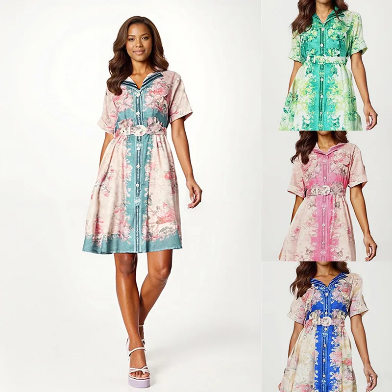 

Dashiki African Dresses for Women Summer African Short Sleeve Polyester Printing V-neck Party Evening Midi Dress Outfits 2025