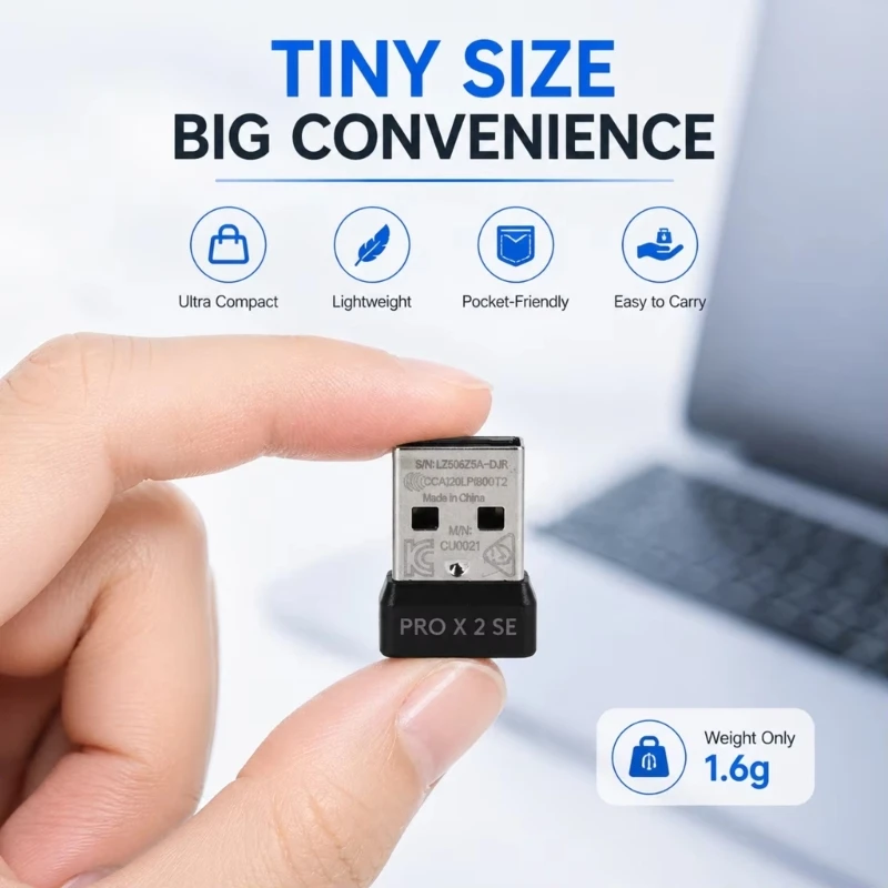 USB Wireless Mouse Receiver Replacement, 2.4GHz Dongle with Software Pairing, Plastic Metal Build, for GPX2SE USB Port 896C