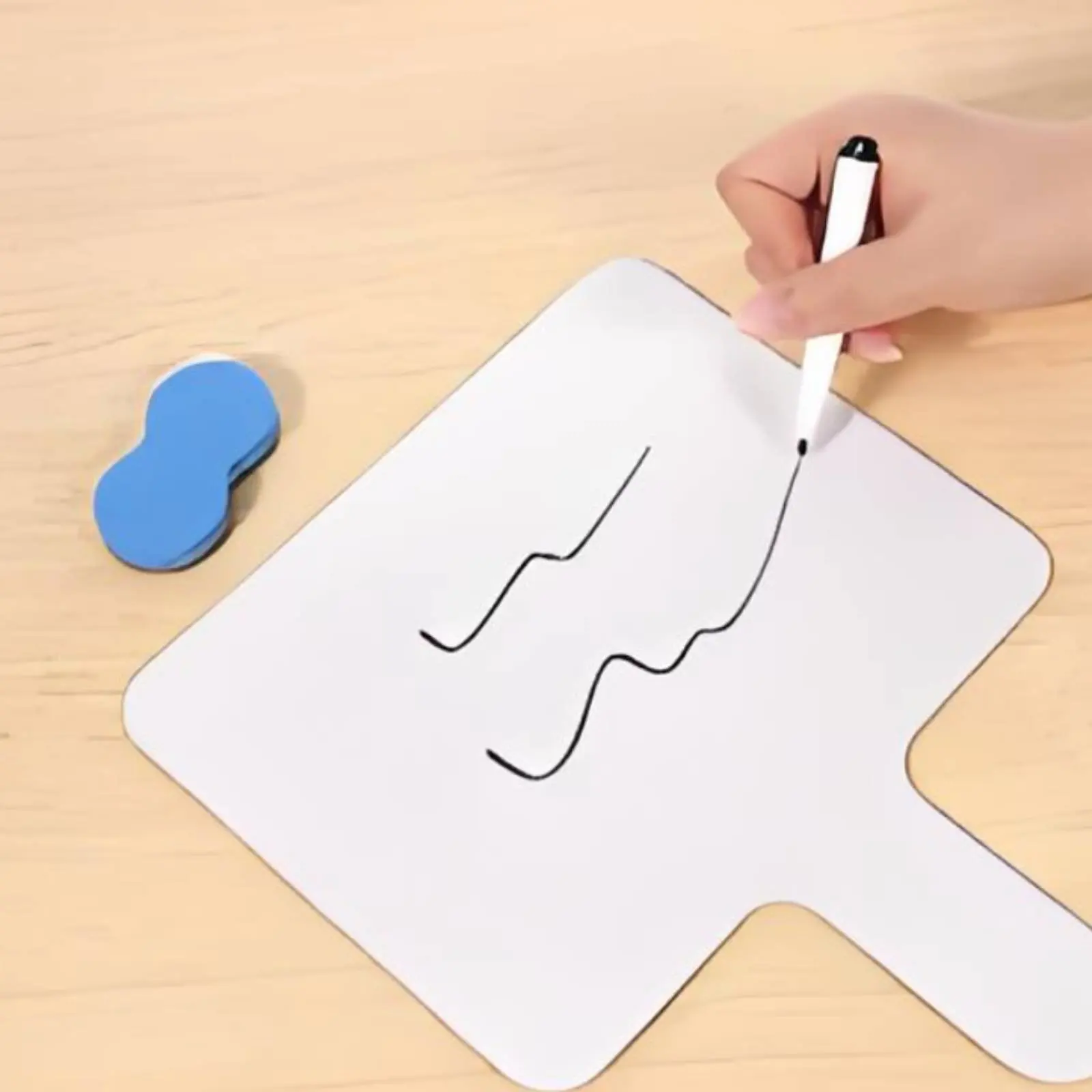 10 Pieces Double Sided Whiteboard with Markers and Erasers Double Sided White Board Dry Erase Answer Paddle Easy to Hold
