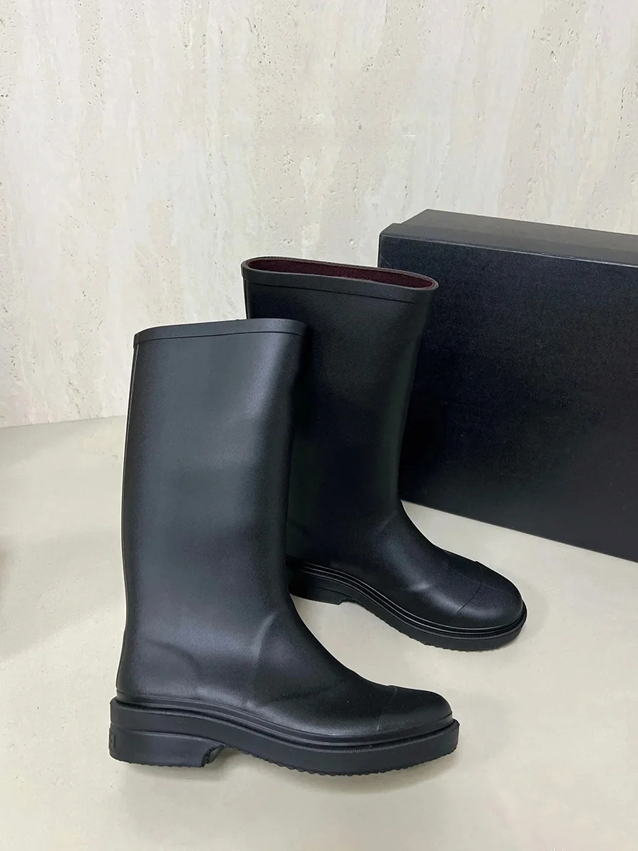 

Длинные непромокаемые сапоги Bla для женщин, непромокаемые нескользящие резиновые сапоги с высоким берцем из ПВХ Lined oes на осень-зиму, Новое поступление