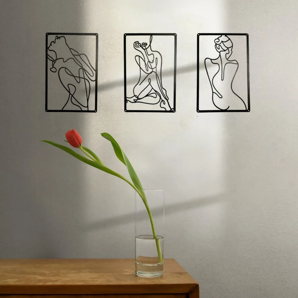 Hello Young 3pcs Metal Wall Hanging Sculptures Minimalist Abstract Woman Art Line Drawing Home Art Decor Single Metal Wall Hangi