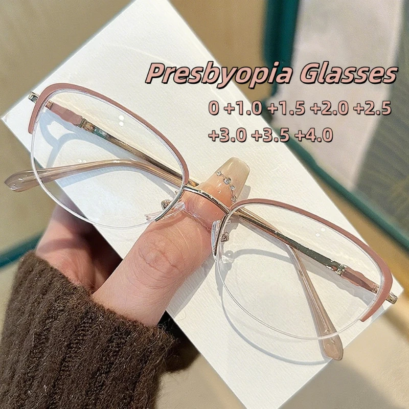 

New Metal Cat Eye Presbyopia Glasses High Definition Transparent Lens Blue Light Blocking Eye Protection Anti-radiation Glasses