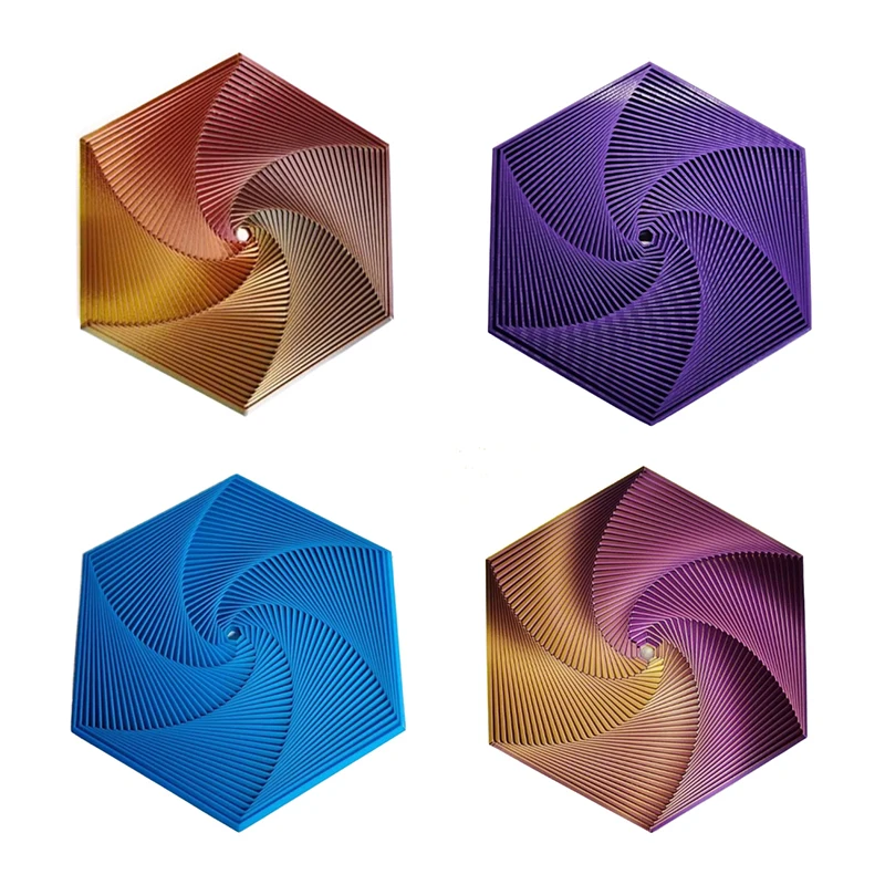 Posavasos hexagonal impreso en 3D, juguete antiestrés en espiral Fractal hexagonal, cubos Fidget, juguete sensorial para niños y adultos