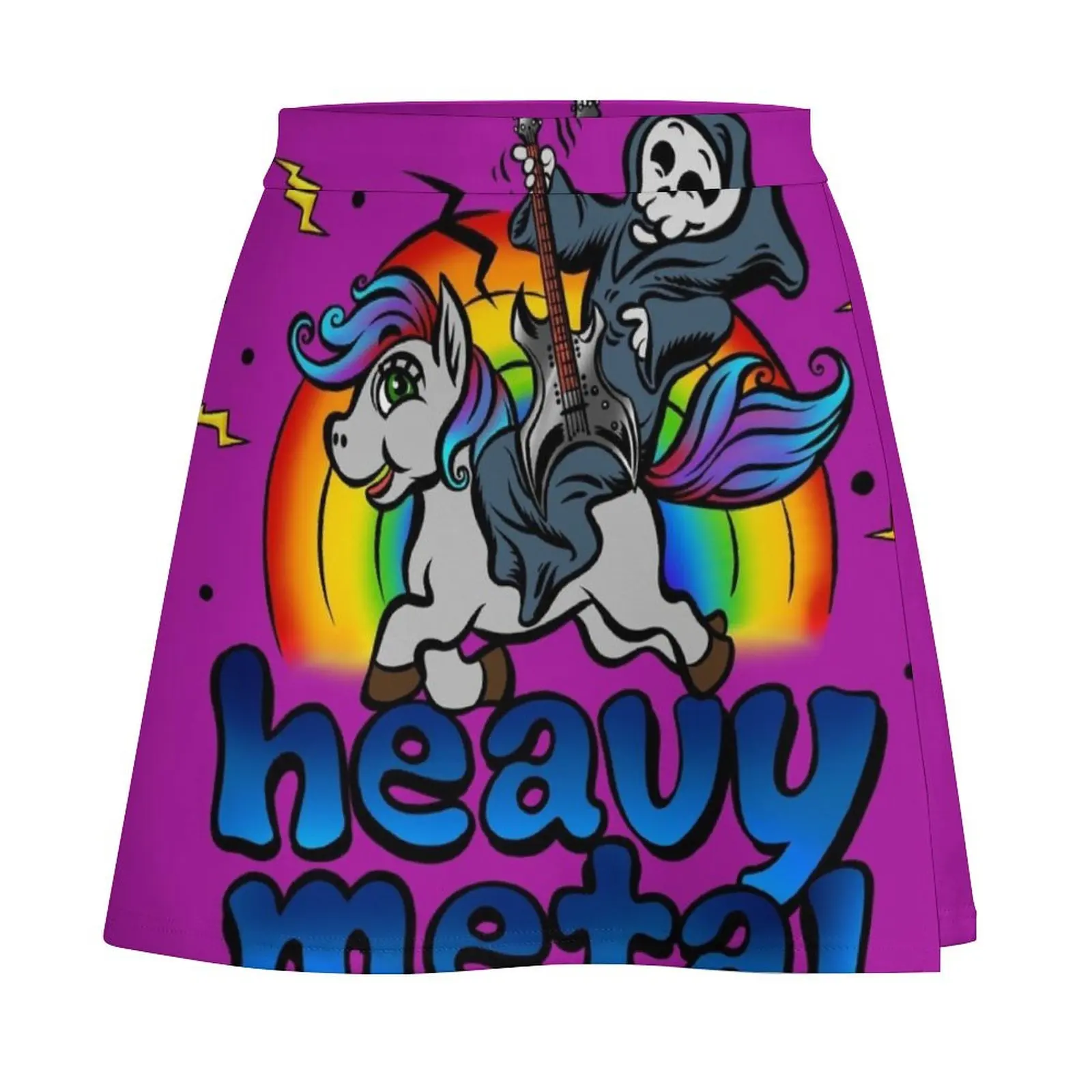 Heavy Metal Music Unicorn Pony Rainbow Pink Fan Mini Skirt Miniskirt woman korean summer clothes Mini Skirt