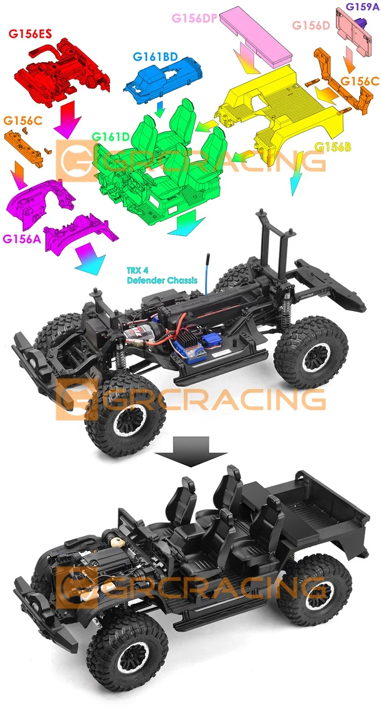 GRC Internal Fast Lock Body Mounts for  Traxxas Trx4 TRX-4 Defender #G156c