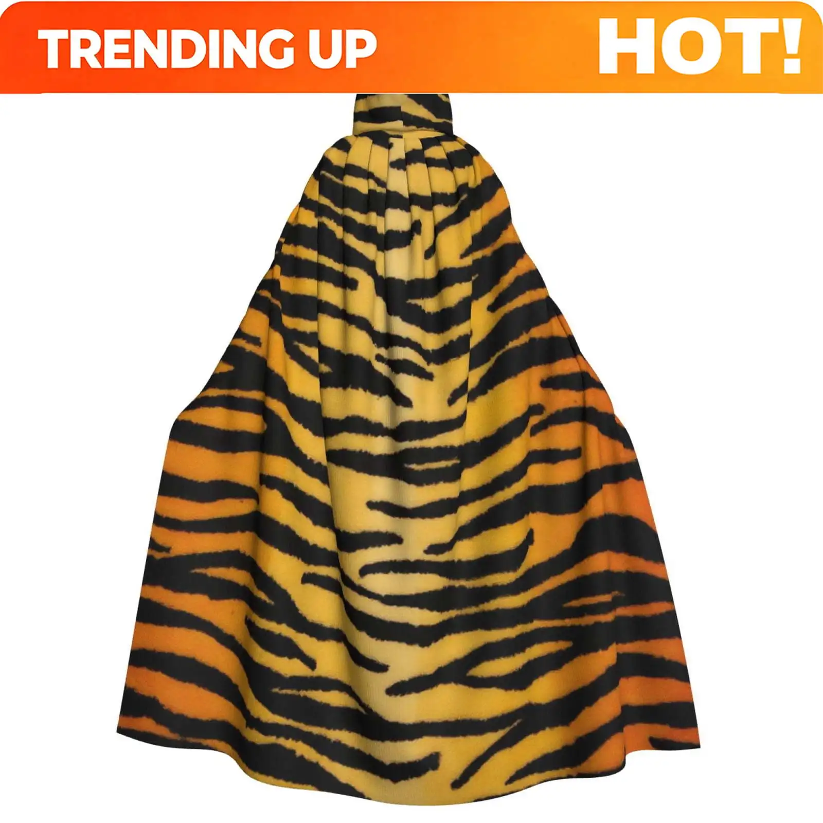 Customization Unisex Hooded Cloak Adult Lightweight Overcoat Tiger Skin Print Cloak For Halloween Cosplay Costumes