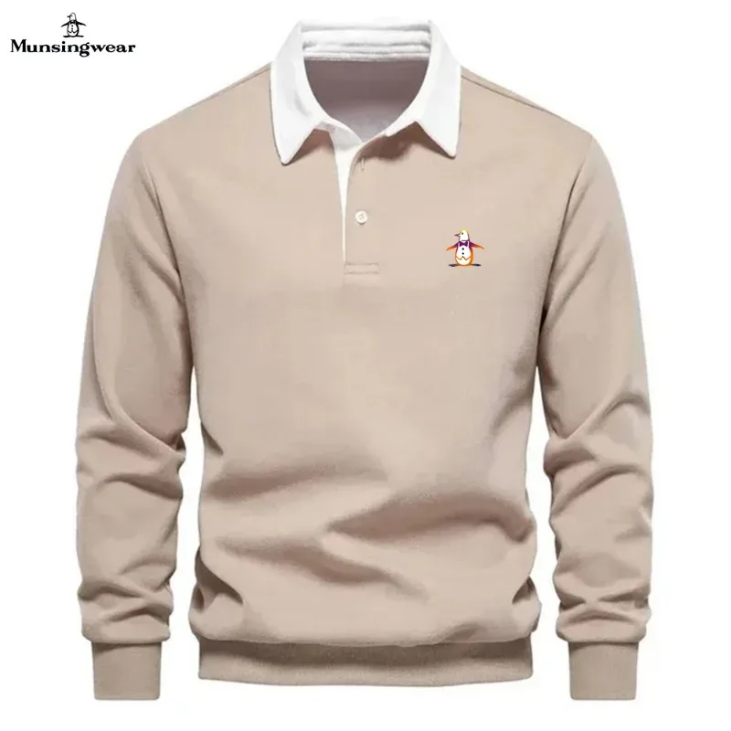 

Brand Munsing Golf Shirts Autumn Winter Long Sleeve Men's Golf T-shirt Polo Shirt Casual Classic Solid Polo Neck Men's Golf Top