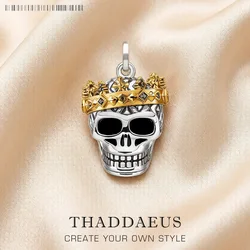 Pendant Skull Crown,Fine Jewelry Europe Vintage Accessorie 925 Sterling Silver Rebel Gift For Woman Men