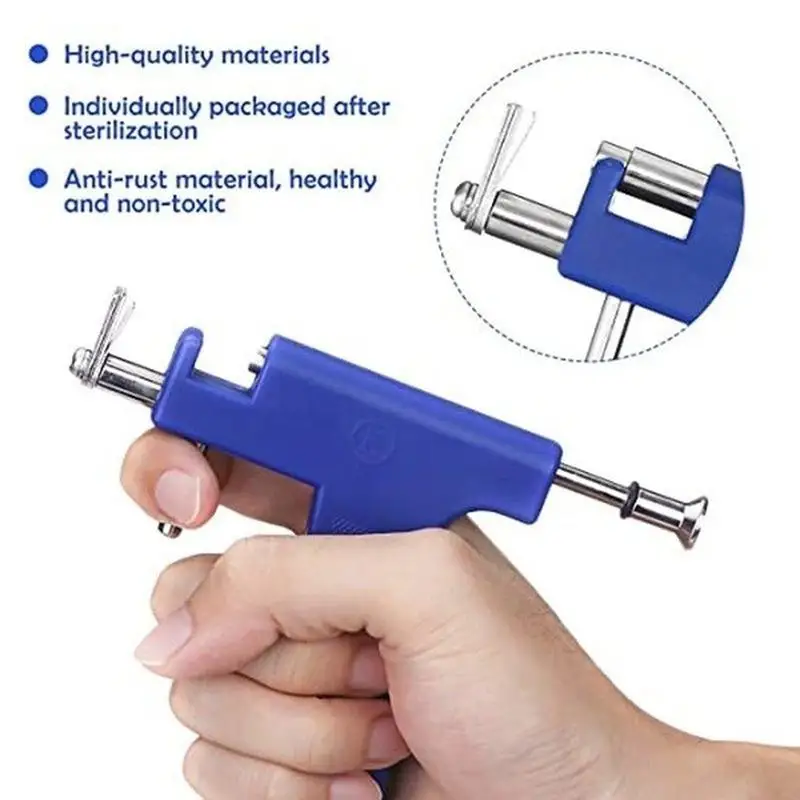 Disposable Sterile Ear Nose Body Navel Piercing Gun with 98pcs Studs Jewelry Kit