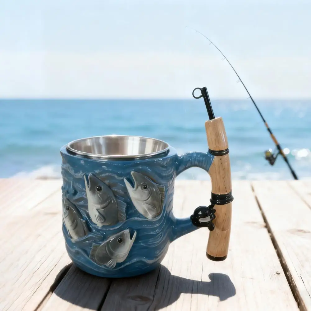 

Керамическая кружка из нержавеющей стали, ручка для удочки, кофейная чашка, уникальная ручка для удочки, кружка для рыбаков, папы, чая, кофе