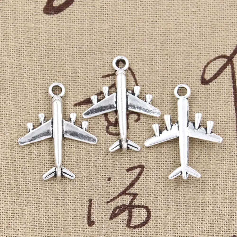 15 sztuk Charms samolot samolot 27x21mm antyczny brąz kolor srebrny zawieszki dokonywanie DIY Handmade tybetański brąz srebrny kolor biżuteria