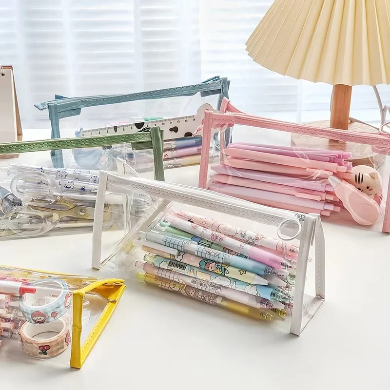 Studenten Transparent Bleistift Fall Bleistift Fall Wasserdicht Einfache Stift Tasche Kosmetik Tasche Für Schule Studie Schreibwaren Büro Liefert