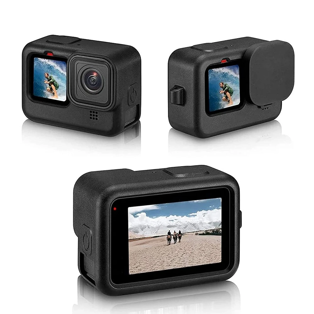 For Gopro Hero 11 10 9 Silicone Protective Set Glass Screen Tempered Film Go Pro Hero 9 10 11 Action Camera Accessories