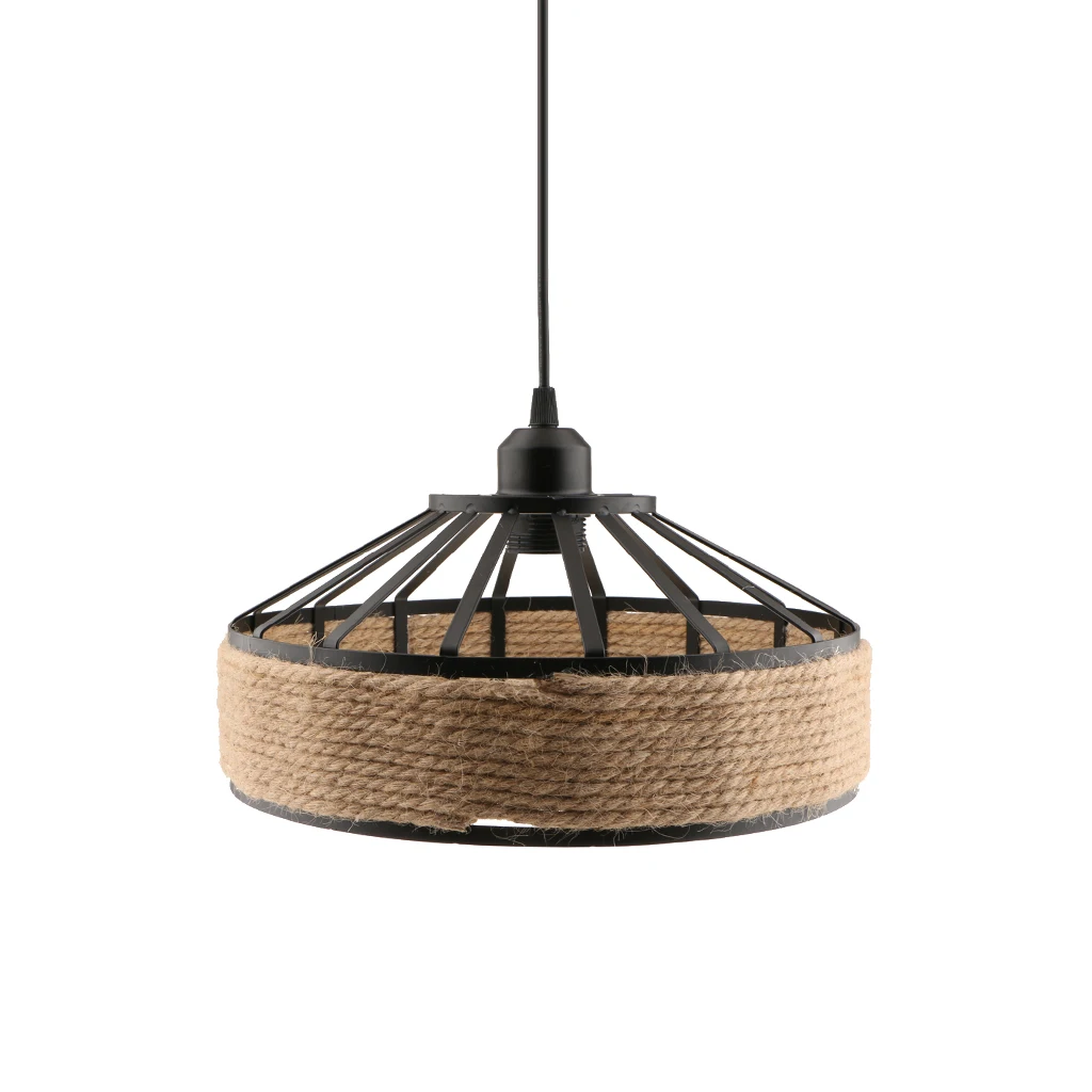 Manila Rope Twined Lampshade Frame Ceiling Loft Hanging Pendant Light Shade.