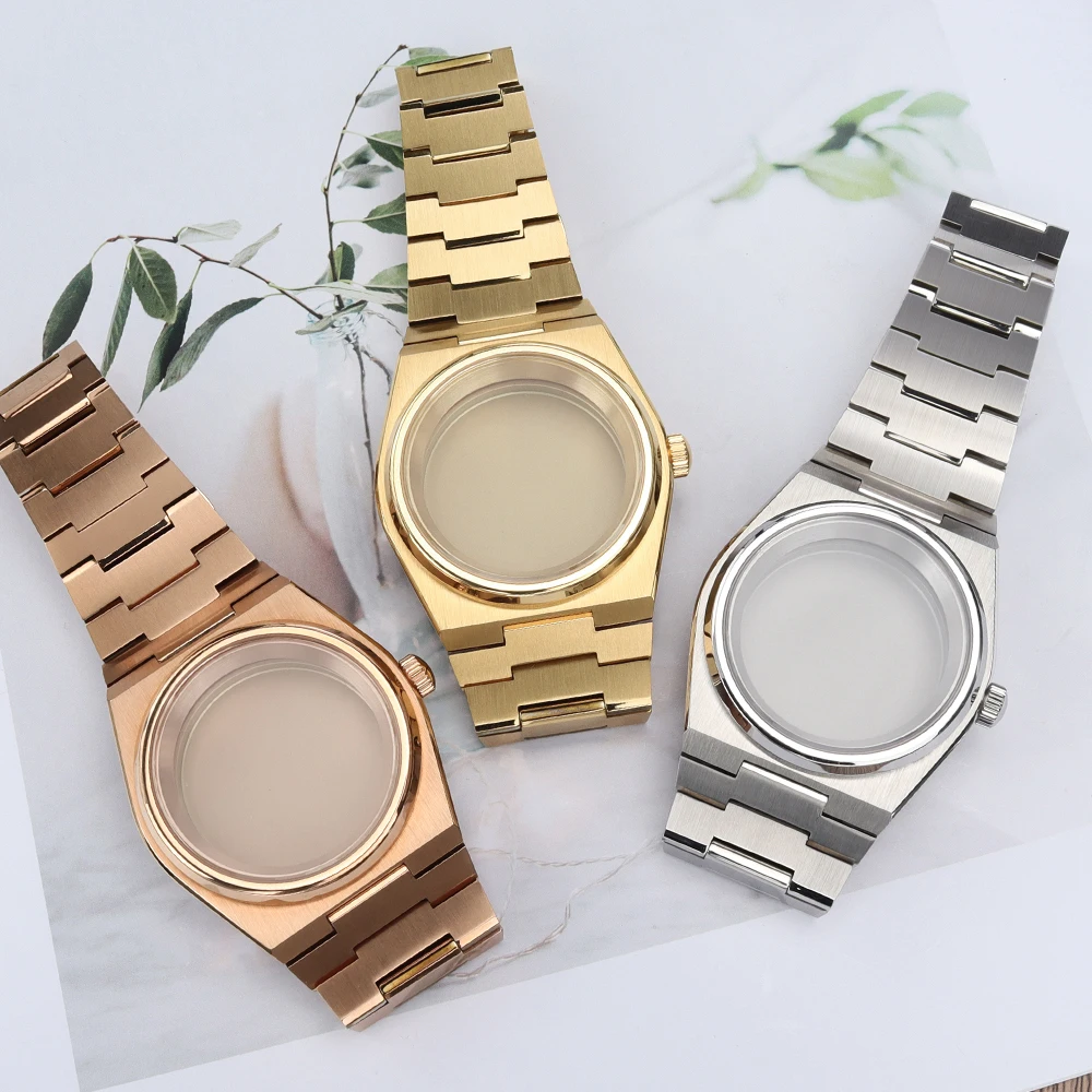 Sapphire 40mm Watch Case Accessories Bevel Edge Bezel Solid Steel Bracelet For PRX Super Player Mod Parts NH34 NH35 NH36/38 NH70