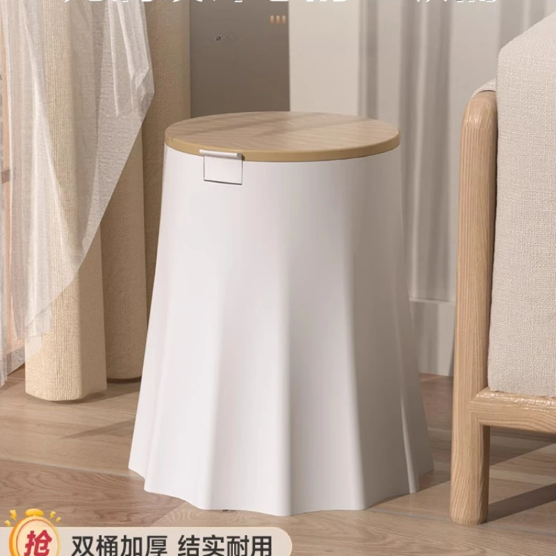 Trash Can Household 2024 New Good-looking Living Room Bedroom Kitchen Modern Simple Anti-Dogs and Cats Pet Flip with Lid