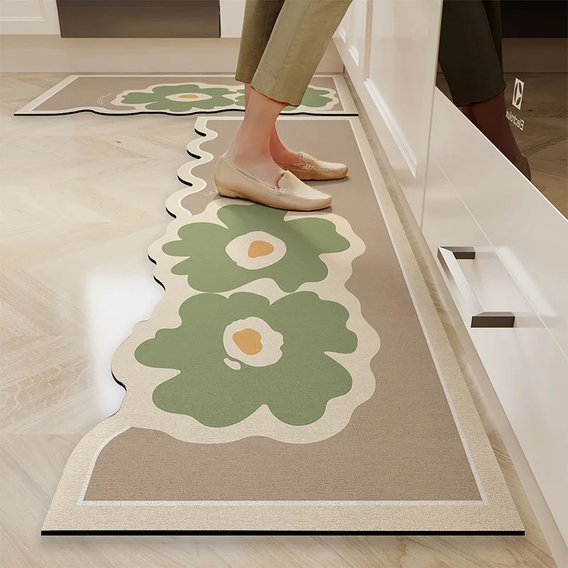 New Kitchen Super Absorbent Bathroom Floor Mat Diatom Mud Pad Bath Pad Anti-Slip Carpet Mats Wipeable Wash Long Strip Carpet