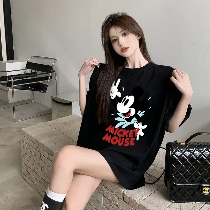 

Новая футболка с короткими рукавами и графическим принтом Disney с Микки Маусом для мужчин и женщин, хлопковая одежда с короткими рукавами с Микки Маусом