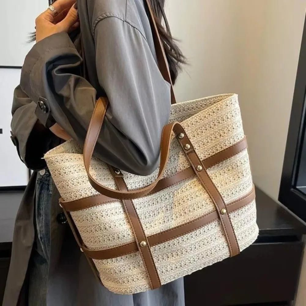 ريترو ستايل DIY حقيبة يد صنع عدة بو الجلود حزام الكتف قابل للتعديل حقيبة من القماش سعة كبيرة جوفاء حمل