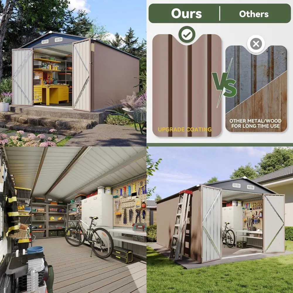 

Наружный сарай для хранения вещей 15 футов x 8 футов — большой садовый сарай с двойными навесами и запираемым доступом и металлическим универсальным навесом наклонной крыше