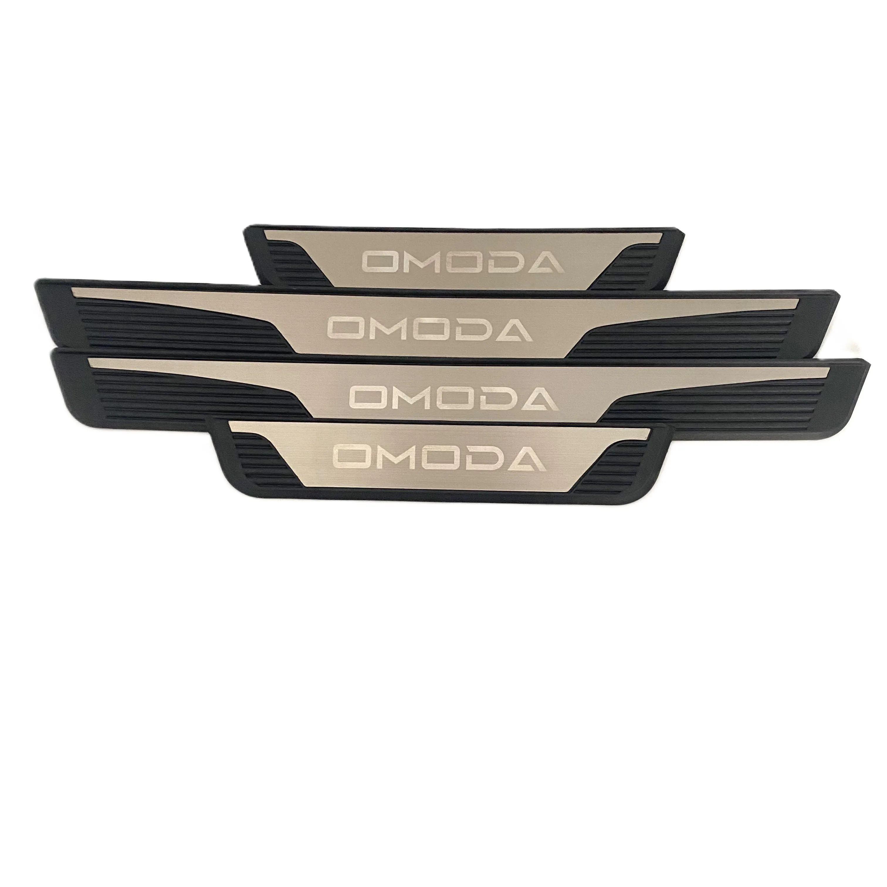 Full Set Door Sills Scuff Plates For Omoda 4 5 C5 E5 7 9 Cover Stainless Steel Plastic Base Self-adhesive Modification Accessory