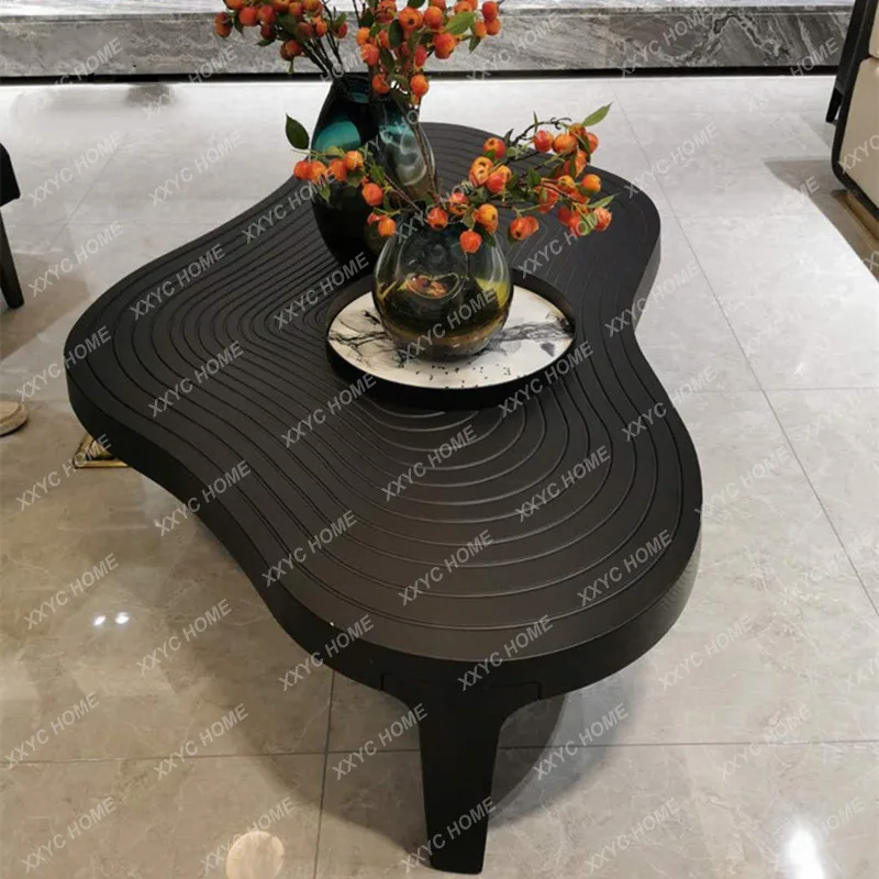 

H Painted coffee table creative personality art oval modern simple tea table