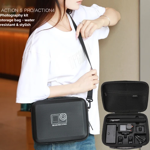 Estuche de transporte de PU para DJI Action 5 Pro/Osmo Action 4 3, accesorios para cámara, estuche de almacenamiento, bolso de hombro de viaje portátil